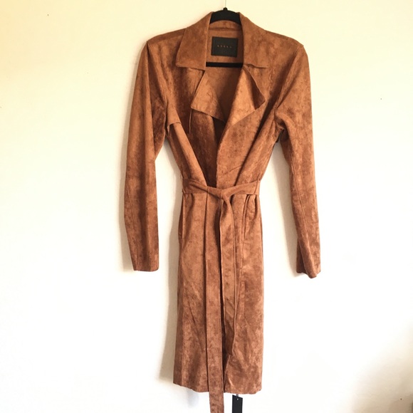 Blank NYC Coco Faux Suede Belted Trench Coat Small - Picture 6 of 14